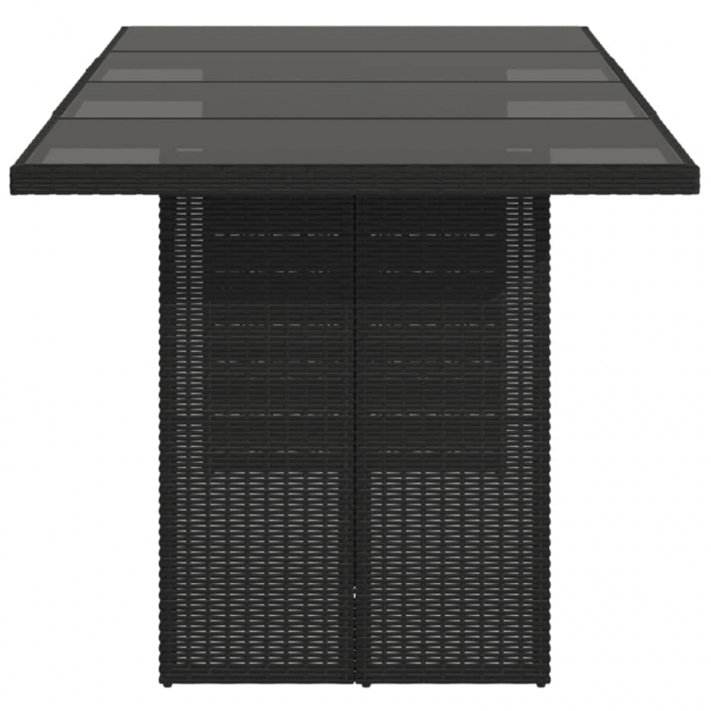 Gartentisch mit Glasplatte Schwarz 190x80x75 cm Poly Rattan