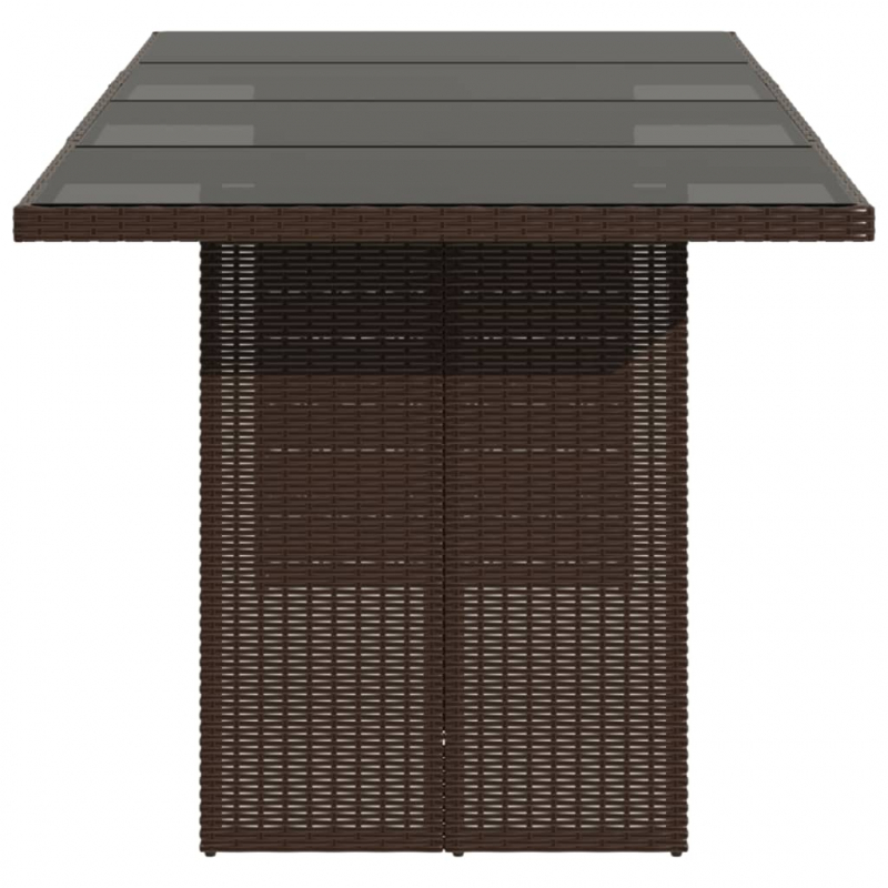 Gartentisch mit Glasplatte Braun 190x80x75 cm Poly Rattan