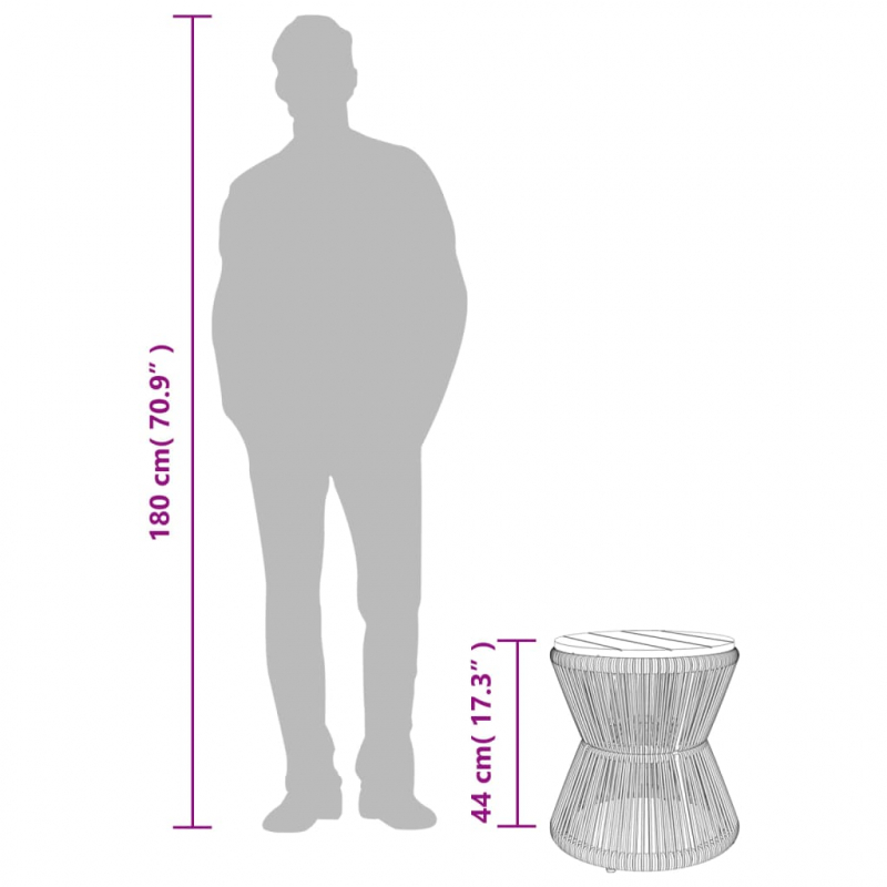 Couchtisch mit Drahtgestell Schwarz Ø 45x44 cm Akazienholz