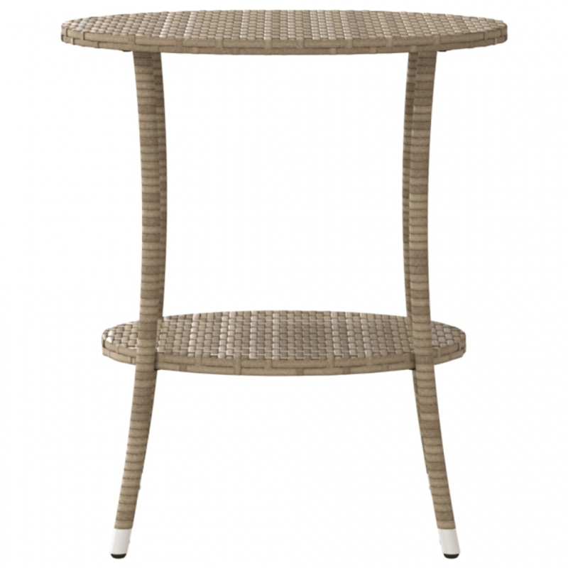 Gartensessel 2 Stk. Verstellbar mit Tisch Beige Poly Rattan