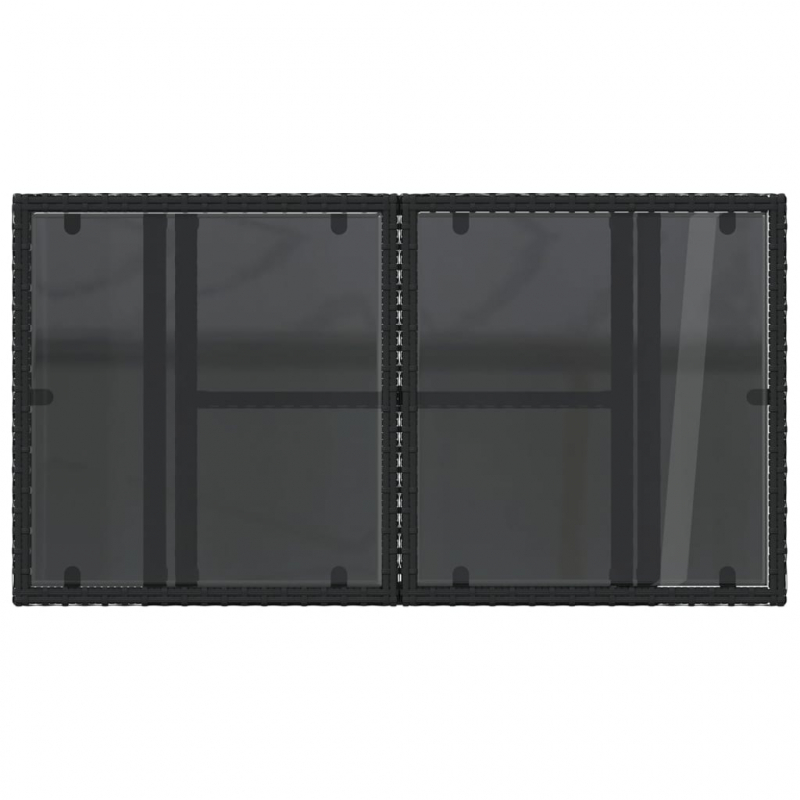 Gartentisch mit Glasplatte Schwarz 100x55x73 cm Poly Rattan