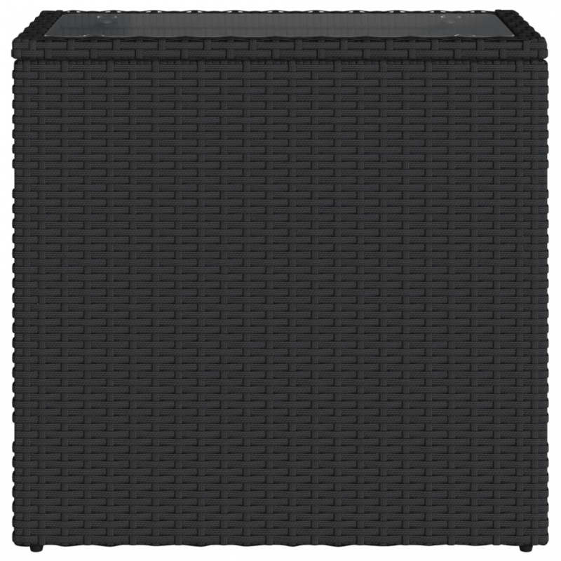 Garten-Beistelltisch mit Glasplatte Schwarz 58x27,5x55cm Rattan