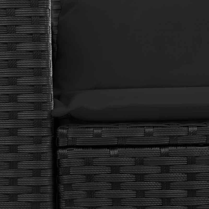 Gartensofa mit Kissen 2-Sitzer Schwarz Poly Rattan