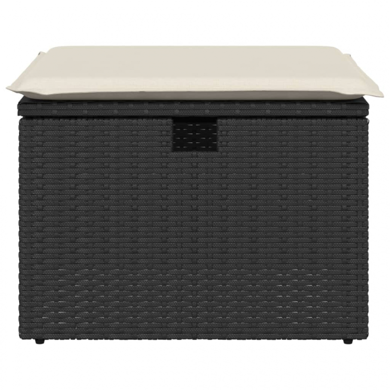 Gartenhocker mit Kissen Schwarz 55x55x37 cm Poly Rattan