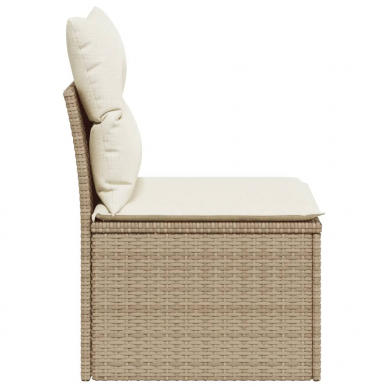 Gartensofa ohne Armlehnen mit Kissen Beige Poly Rattan