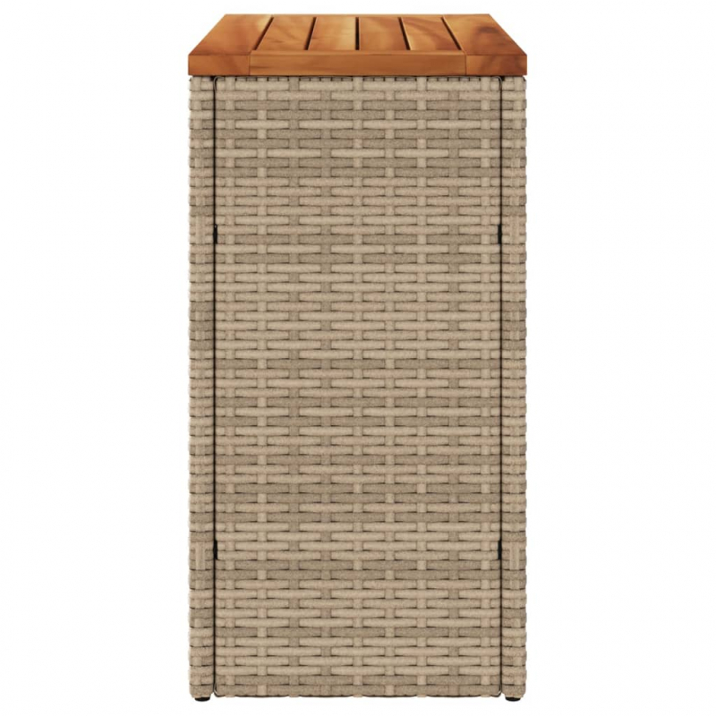 Garten-Beistelltisch Holzplatte Beige 58x27,5x55 cm Poly Rattan