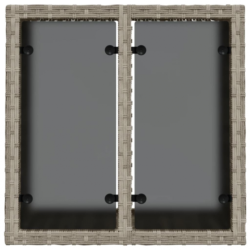 Gartentisch mit Glasplatte Hellgrau 55x55x37 cm Poly Rattan