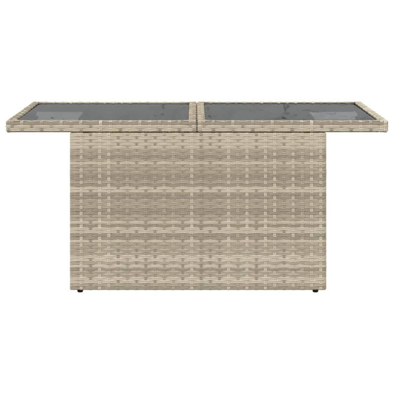Gartentisch mit Glasplatte Hellgrau 100x55x73 cm Poly Rattan