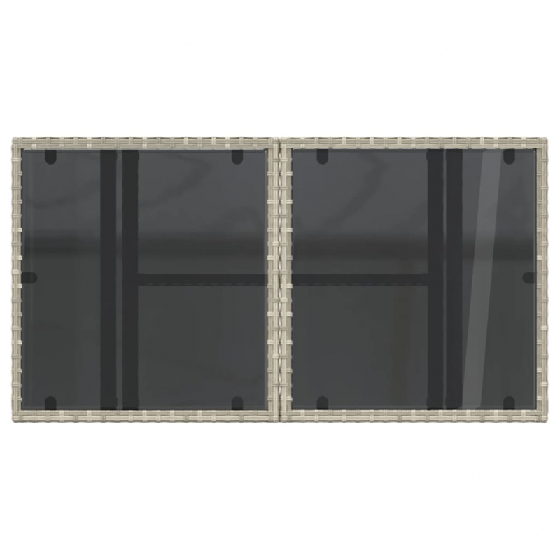 Gartentisch mit Glasplatte Hellgrau 100x55x73 cm Poly Rattan