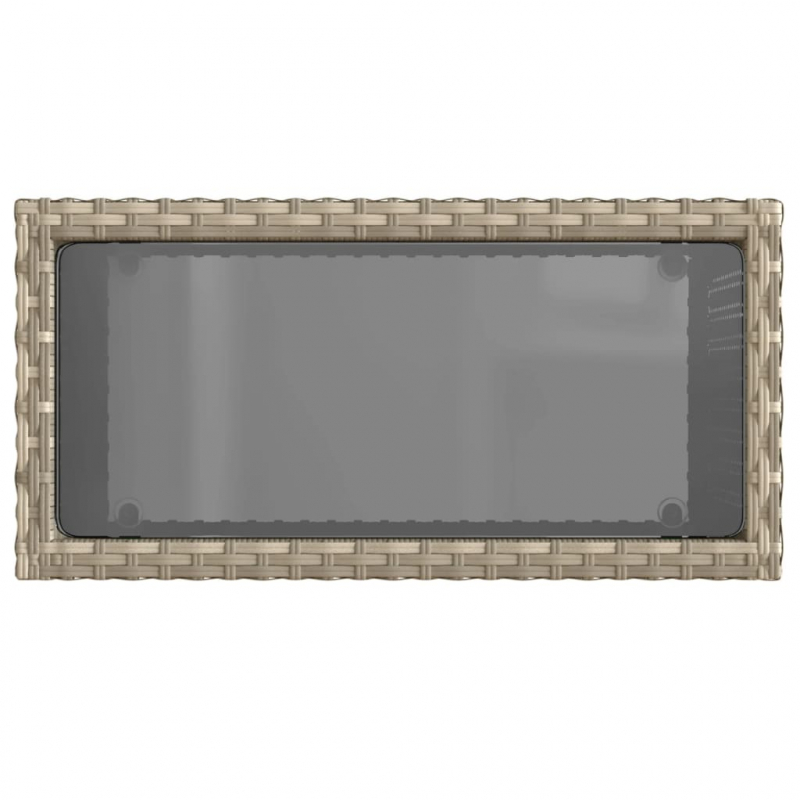 Garten-Beistelltisch mit Glasplatte 58x27,5x55 cm Poly Rattan