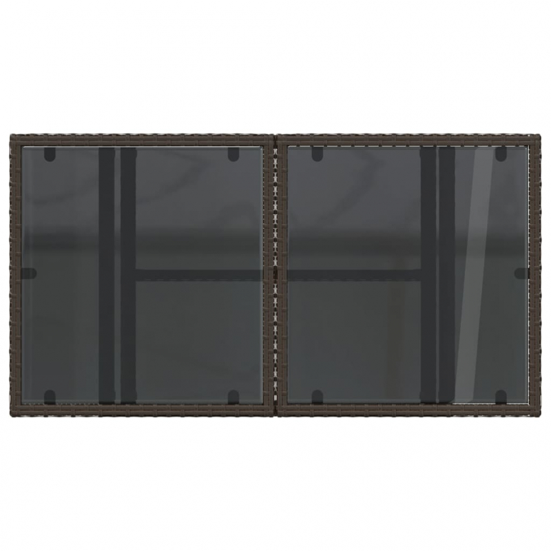 Gartentisch mit Glasplatte Braun 100x55x73 cm Poly Rattan