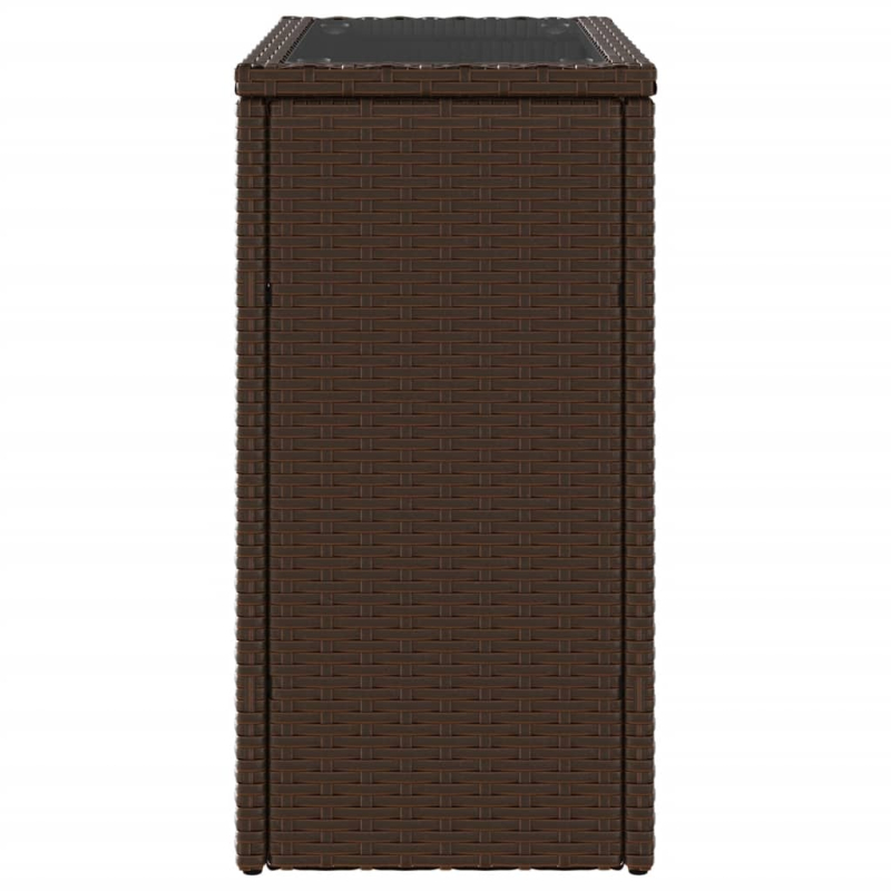Garten-Beistelltisch mit Glasplatte Braun 58x27,5x55 cm Rattan