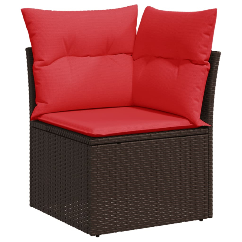 Garten-Ecksofa mit Kissen Braun Poly Rattan