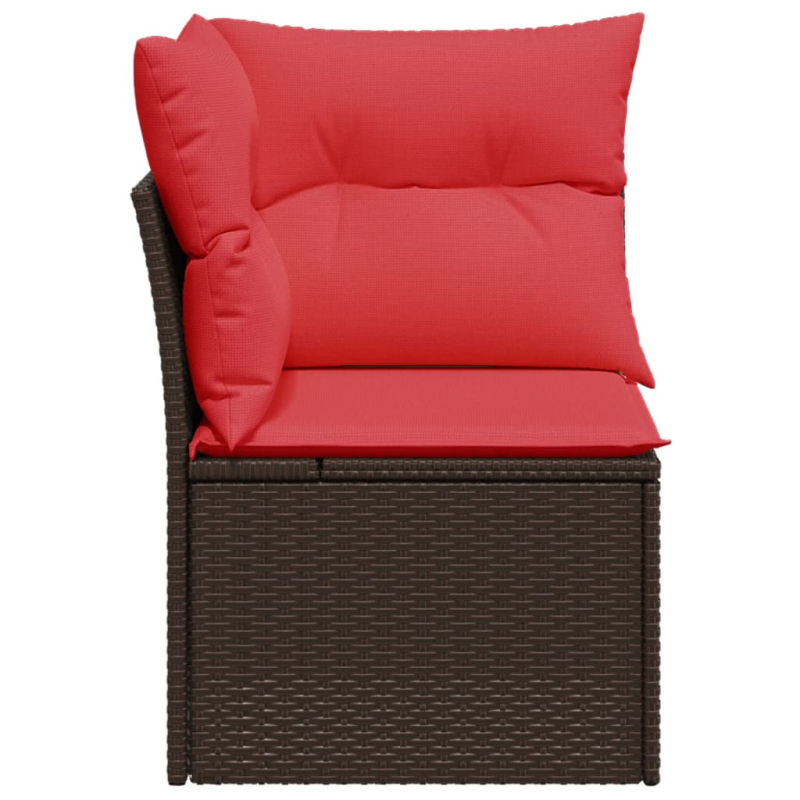 Garten-Ecksofa mit Kissen Braun Poly Rattan