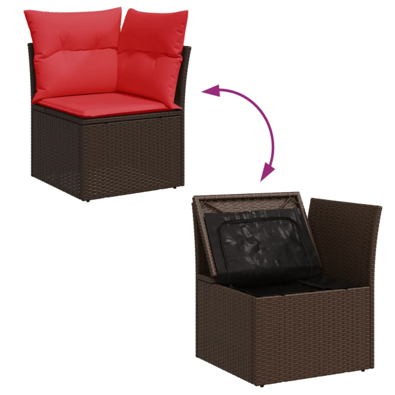Garten-Ecksofa mit Kissen Braun Poly Rattan