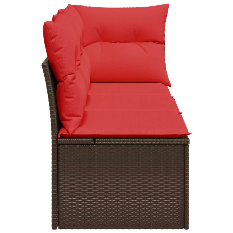 Gartensofa mit Kissen 3-Sitzer Braun Poly Rattan