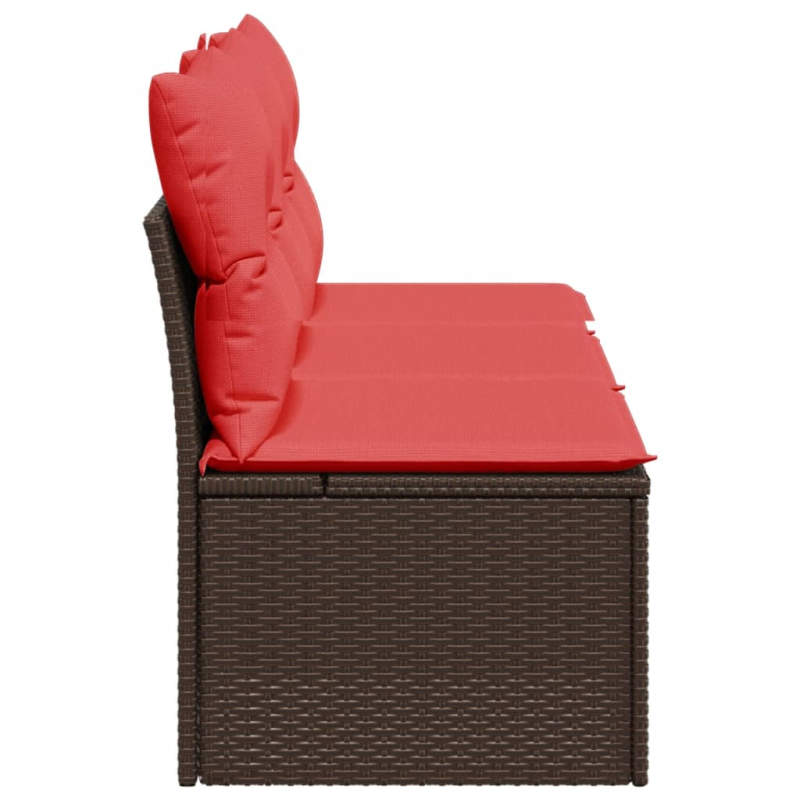Gartensofa mit Kissen 3-Sitzer Braun Poly Rattan