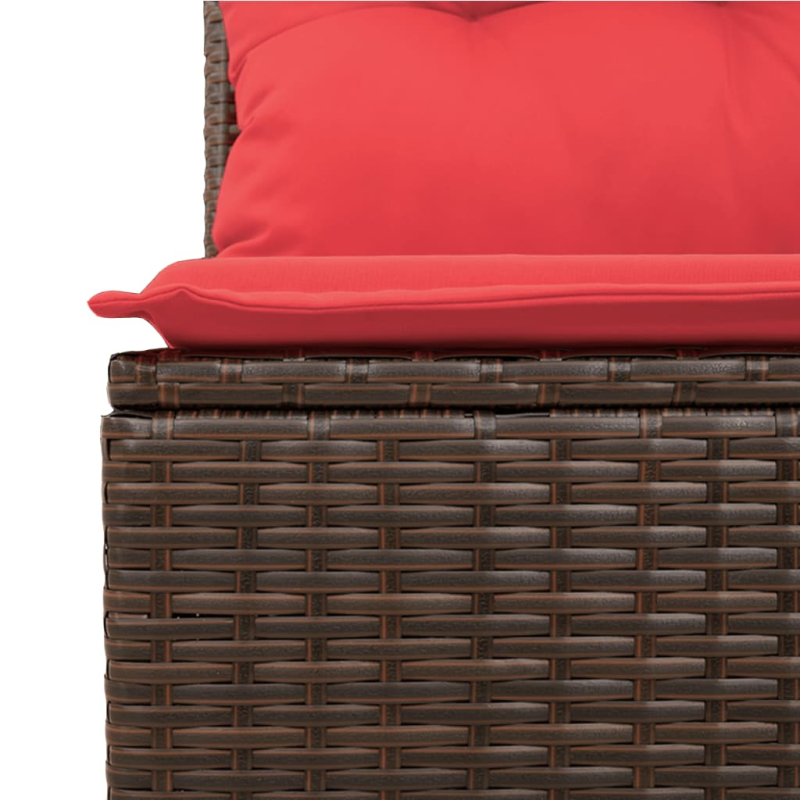 Gartensofa mit Kissen 3-Sitzer Braun Poly Rattan