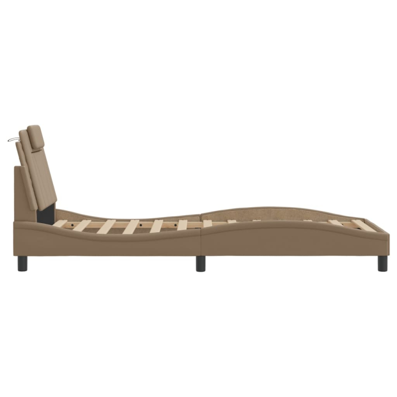 Bettgestell mit Kopfteil Cappuccino-Braun 90x190 cm Kunstleder