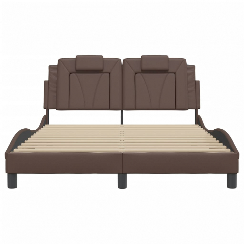 Bettgestell mit Kopfteil Braun 140x190 cm Kunstleder