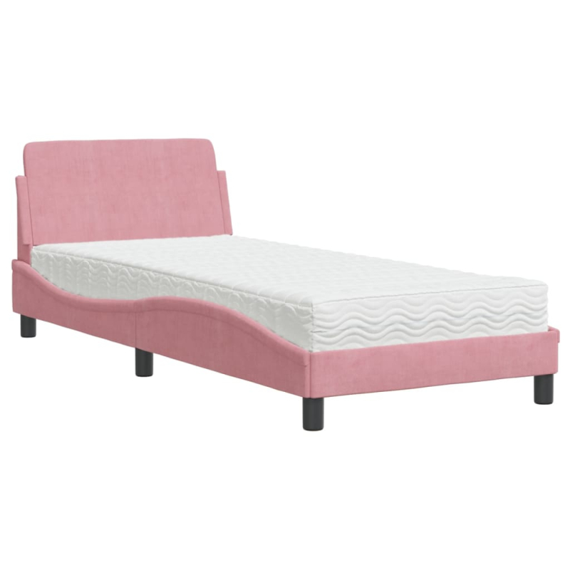 Bett mit Matratze Rosa 80x200 cm Samt
