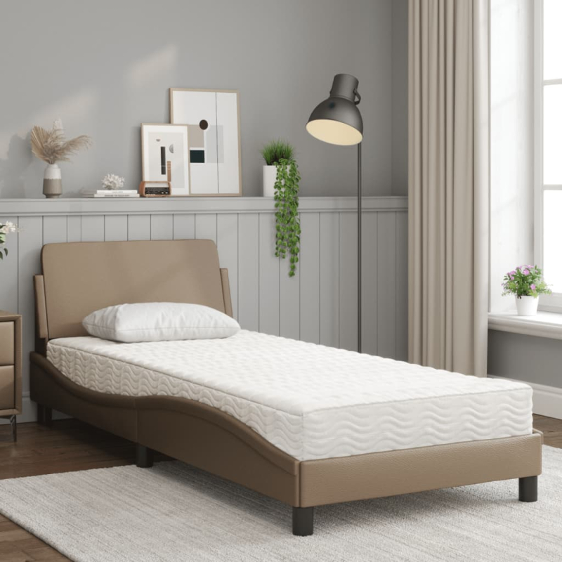 Bett mit Matratze Cappuccino-Braun 80x200 cm Kunstleder