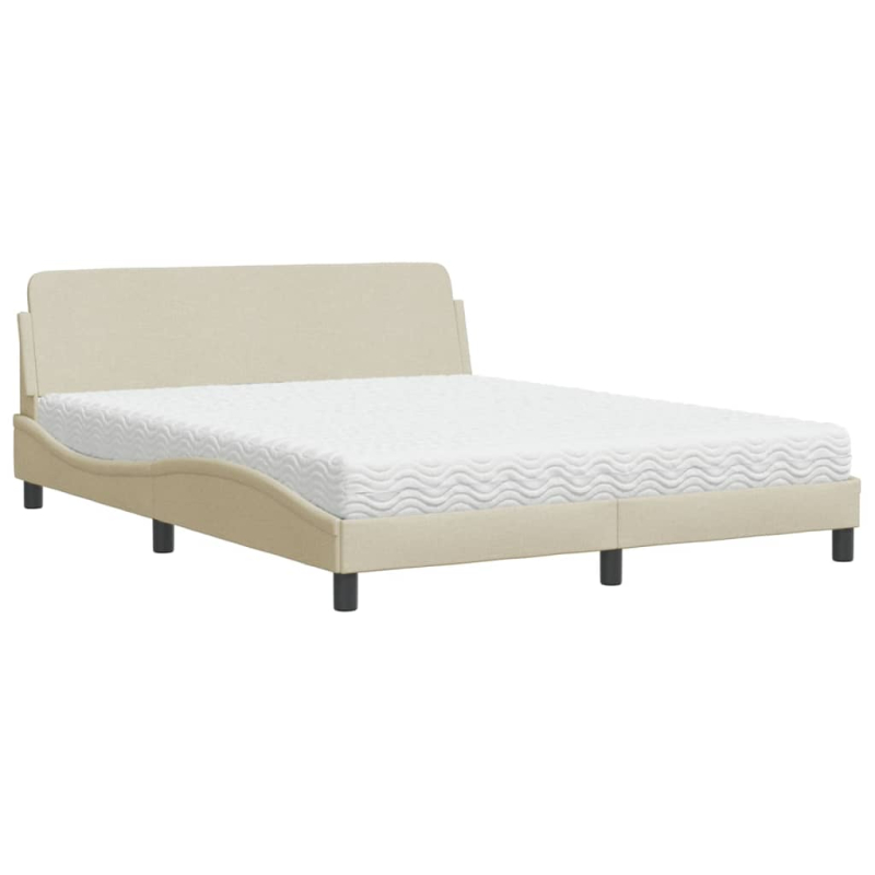 Bett mit Matratze Creme 160x200 cm Stoff