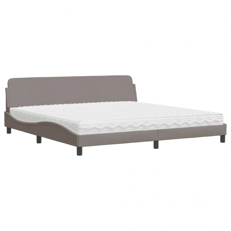 Bett mit Matratze Taupe 200x200 cm Stoff