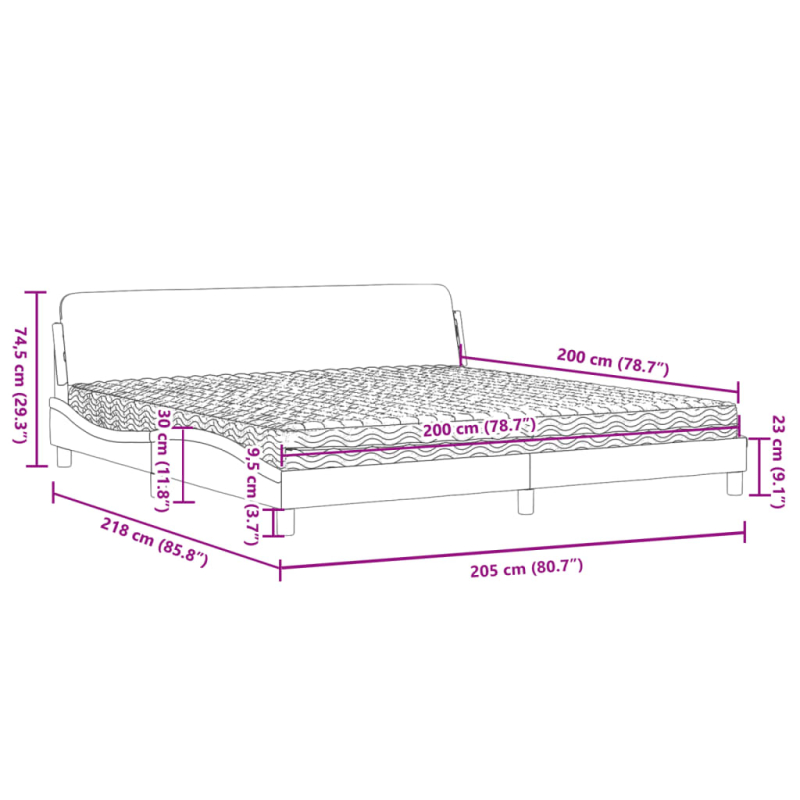 Bett mit Matratze Cappuccino-Braun 200x200 cm Kunstleder