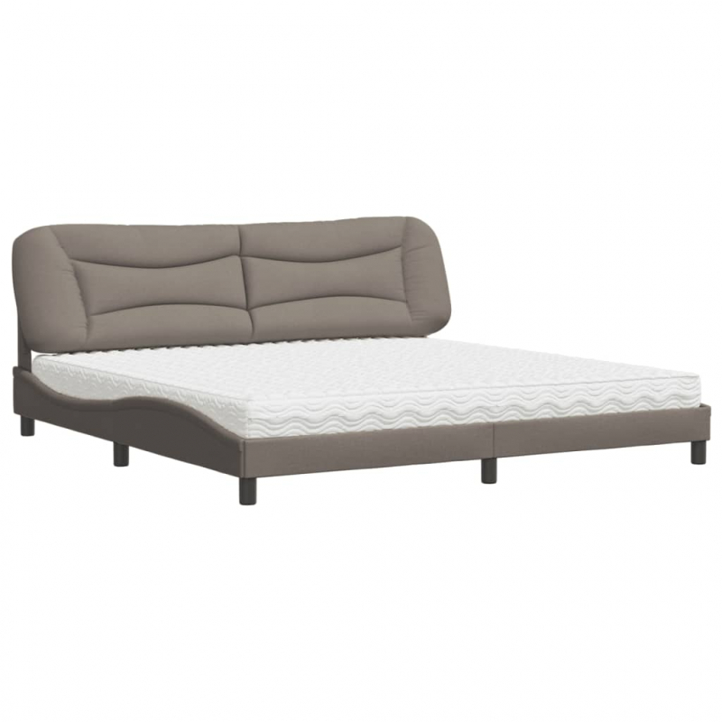 Bett mit Matratze Taupe 200x200 cm Stoff