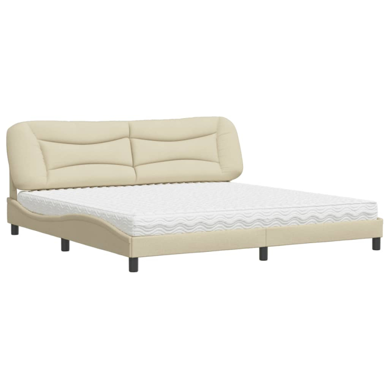Bett mit Matratze Creme 200x200 cm Stoff