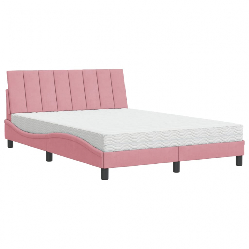 Bett mit Matratze Rosa 120x200 cm Samt