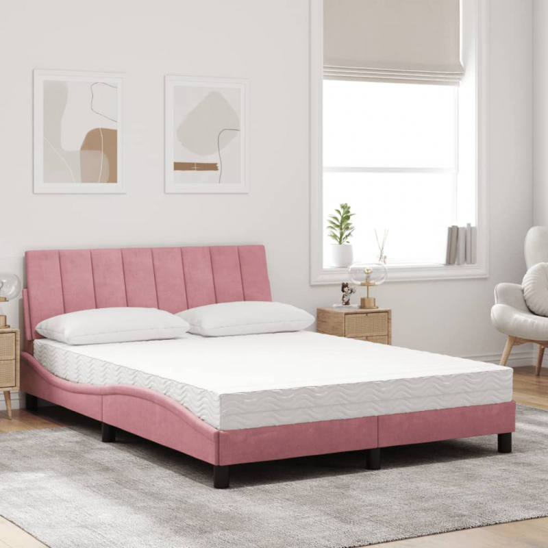 Bett mit Matratze Rosa 120x200 cm Samt
