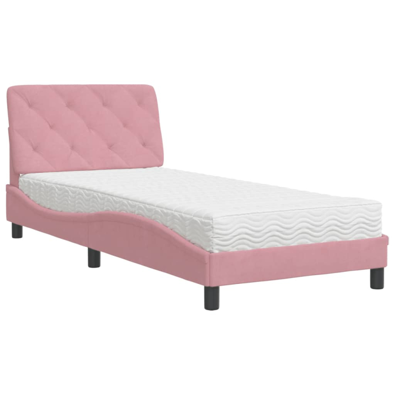 Bett mit Matratze Rosa 80x200 cm Samt