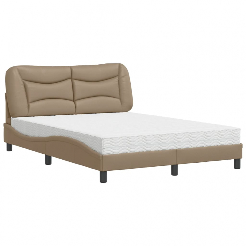 Bett mit Matratze Cappuccino-Braun 140x190 cm Kunstleder