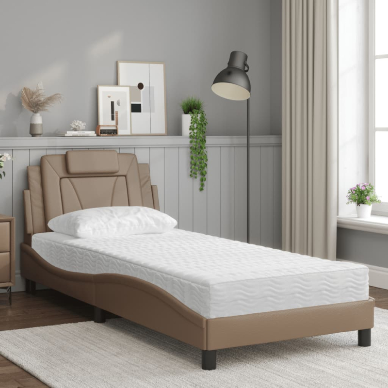 Bett mit Matratze Cappuccino-Braun 90x190 cm Kunstleder