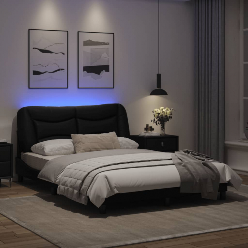 Bett mit LED-Beleuchtung ohne Matratze Schwarz 120x200 cm