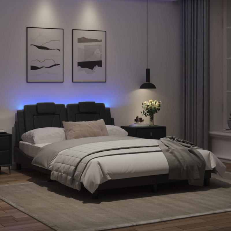 Bett mit LED-Beleuchtung ohne Matratze Schwarz 120x200 cm