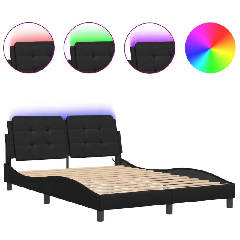 Bett mit LED-Beleuchtung ohne Matratze Schwarz 120x200 cm