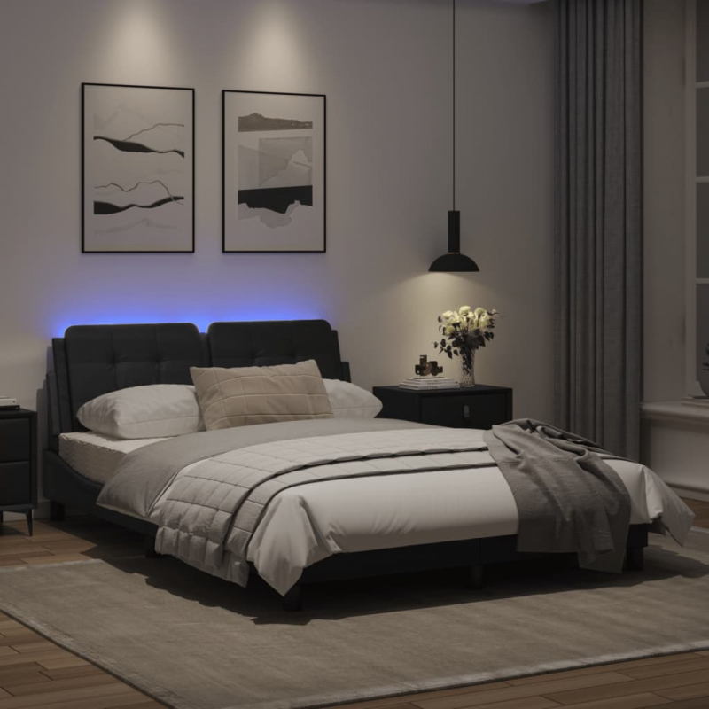 Bett mit LED-Beleuchtung ohne Matratze Schwarz 120x200 cm