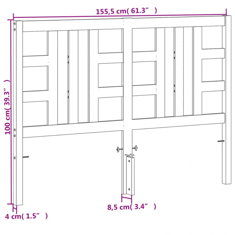 Kopfteil Wachsbraun 150 cm Massivholz Kiefer