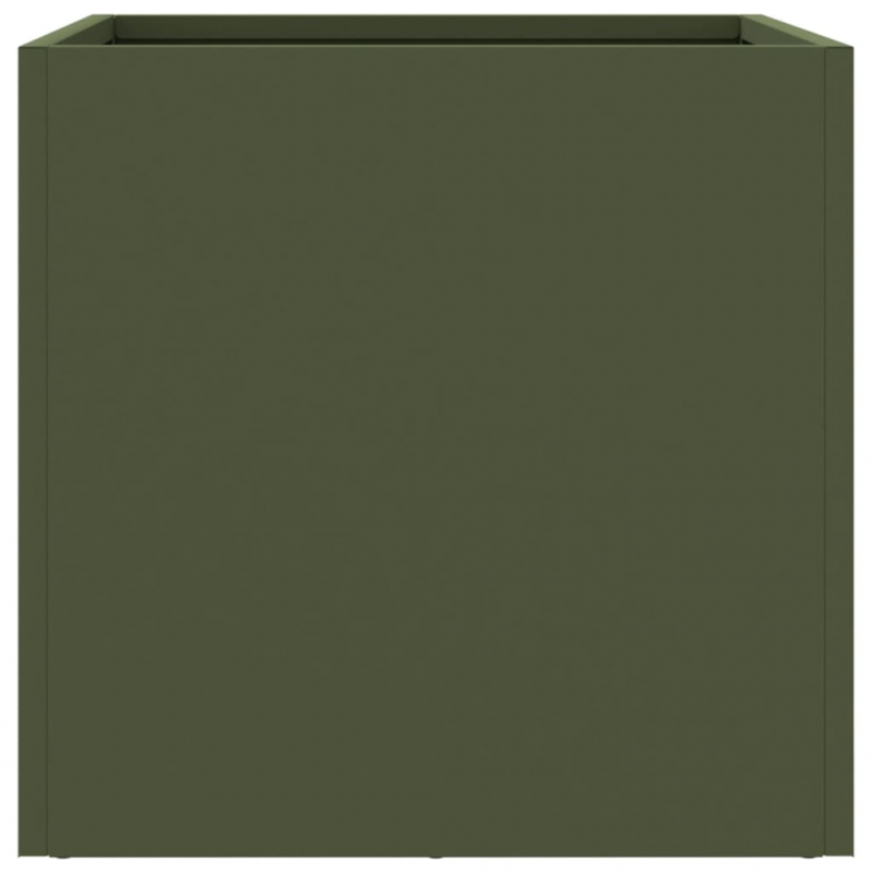 Pflanzkübel 2 Stk. Olivgrün 32x30x29 cm Stahl