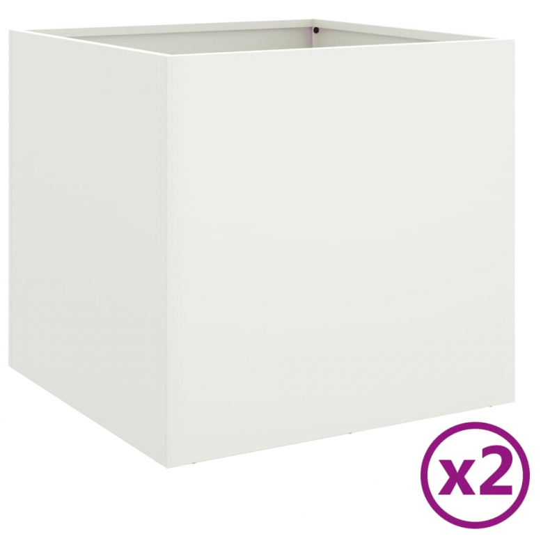 Pflanzkübel 2 Stk. Weiß 49x47x46 cm Stahl