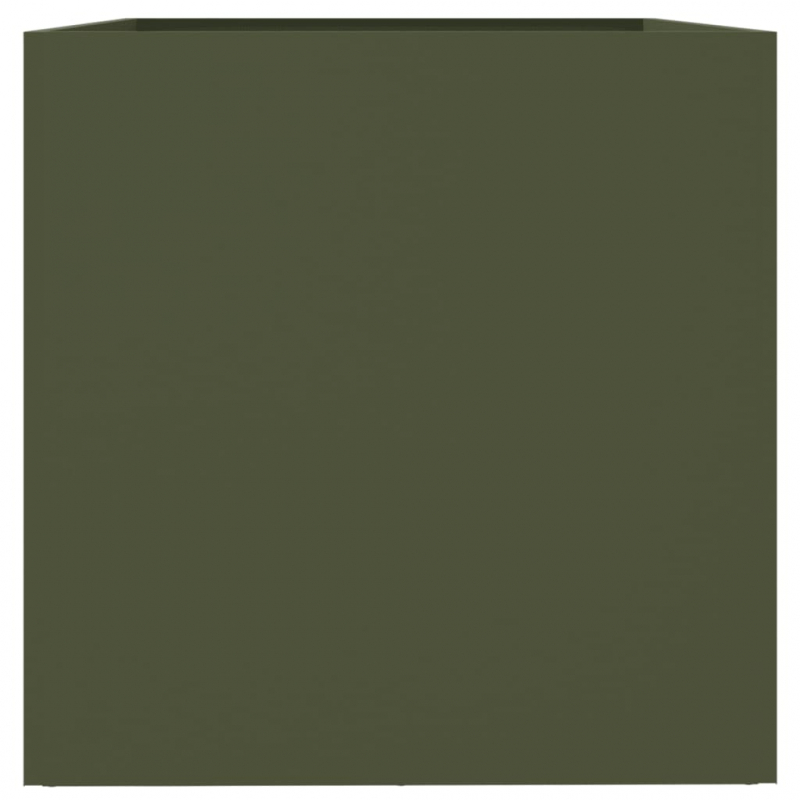 Pflanzkübel Olivgrün 62x40x39 cm Stahl