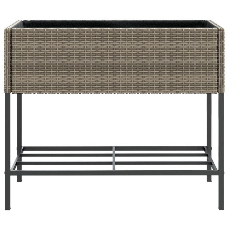 Hochbeete mit Ablage 2 Stk. Grau 90x40x75 cm Poly Rattan