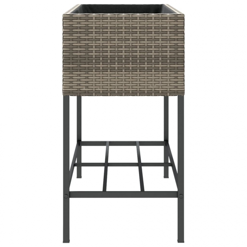 Hochbeete mit Ablage 2 Stk. Grau 90x40x75 cm Poly Rattan