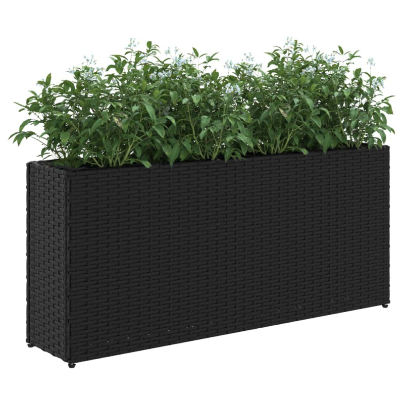 Pflanzkübel mit 2 Töpfen 2 Stk. Schwarz 90x20x40 cm Poly Rattan