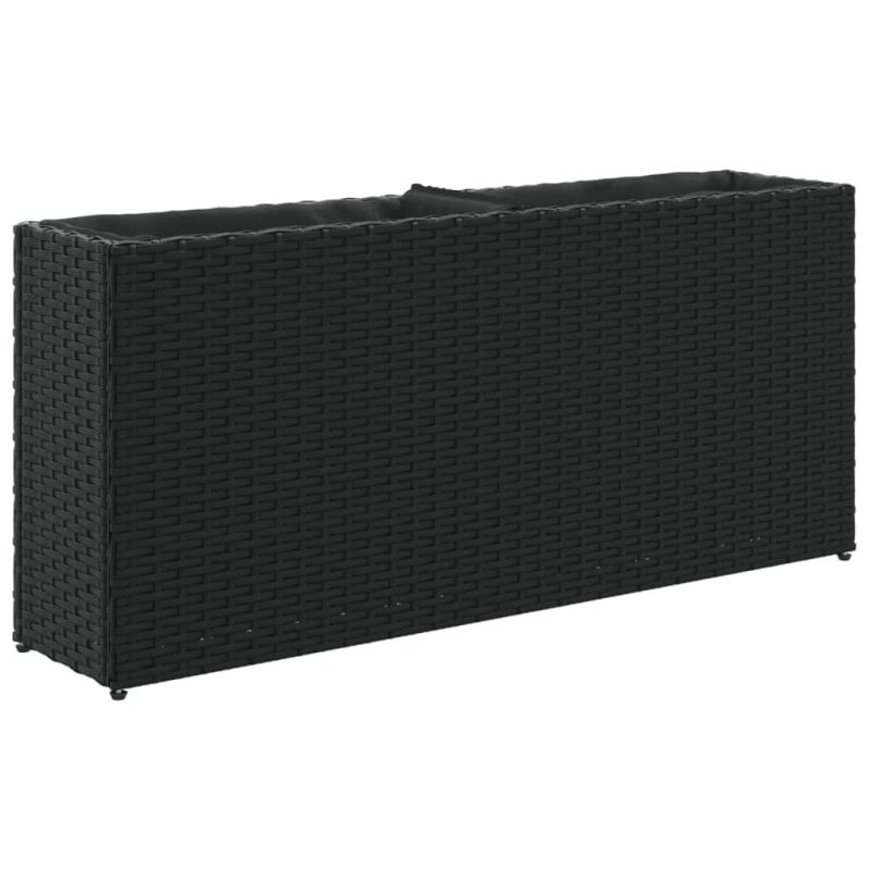 Pflanzkübel mit 2 Töpfen 2 Stk. Schwarz 90x20x40 cm Poly Rattan