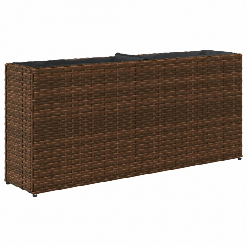 Pflanzkübel mit 2 Töpfen 2 Stk. Braun 90x20x40 cm Poly Rattan