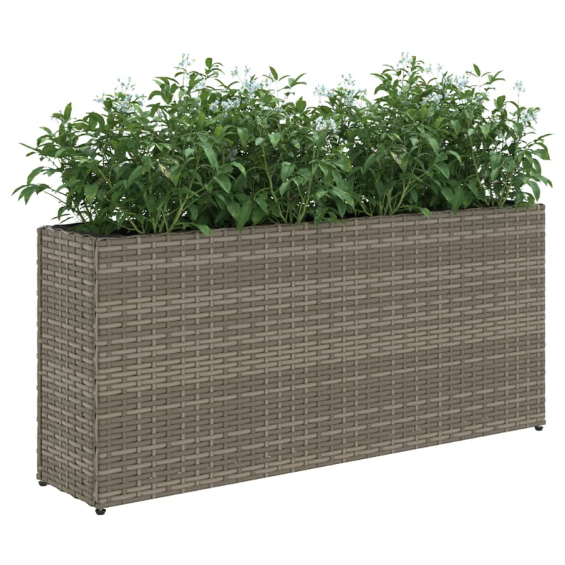Pflanzkübel mit 2 Töpfen 2 Stk. Grau 90x20x40 cm Poly Rattan
